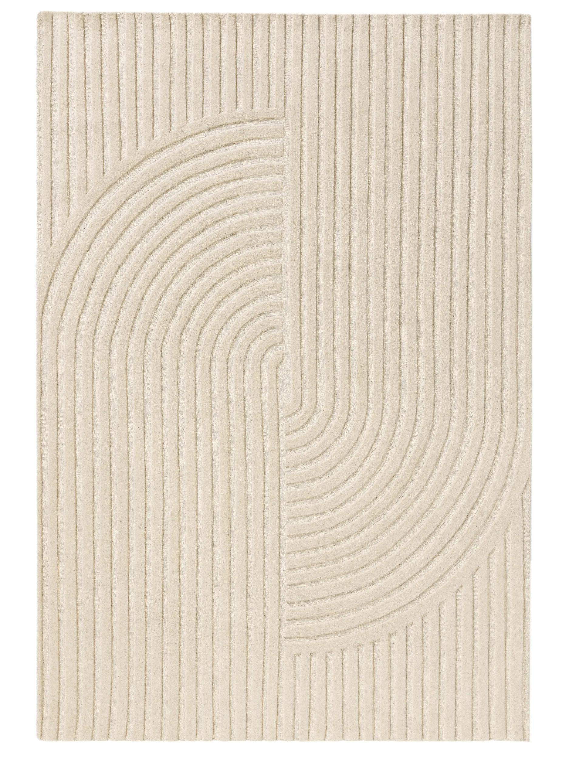 VLNENÝ koberec Yanis Slonová kosť/Zelená 160x230 cm - krémová, textil/prírodné materiály (160/230cm) - benuta Pure