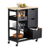 SERVIERWAGEN mit Rollen, Schwarz, 68x85x38cm, bis 50kg - Schwarz, Holz/Holzwerkstoff (68/85/38cm) - SoBuy