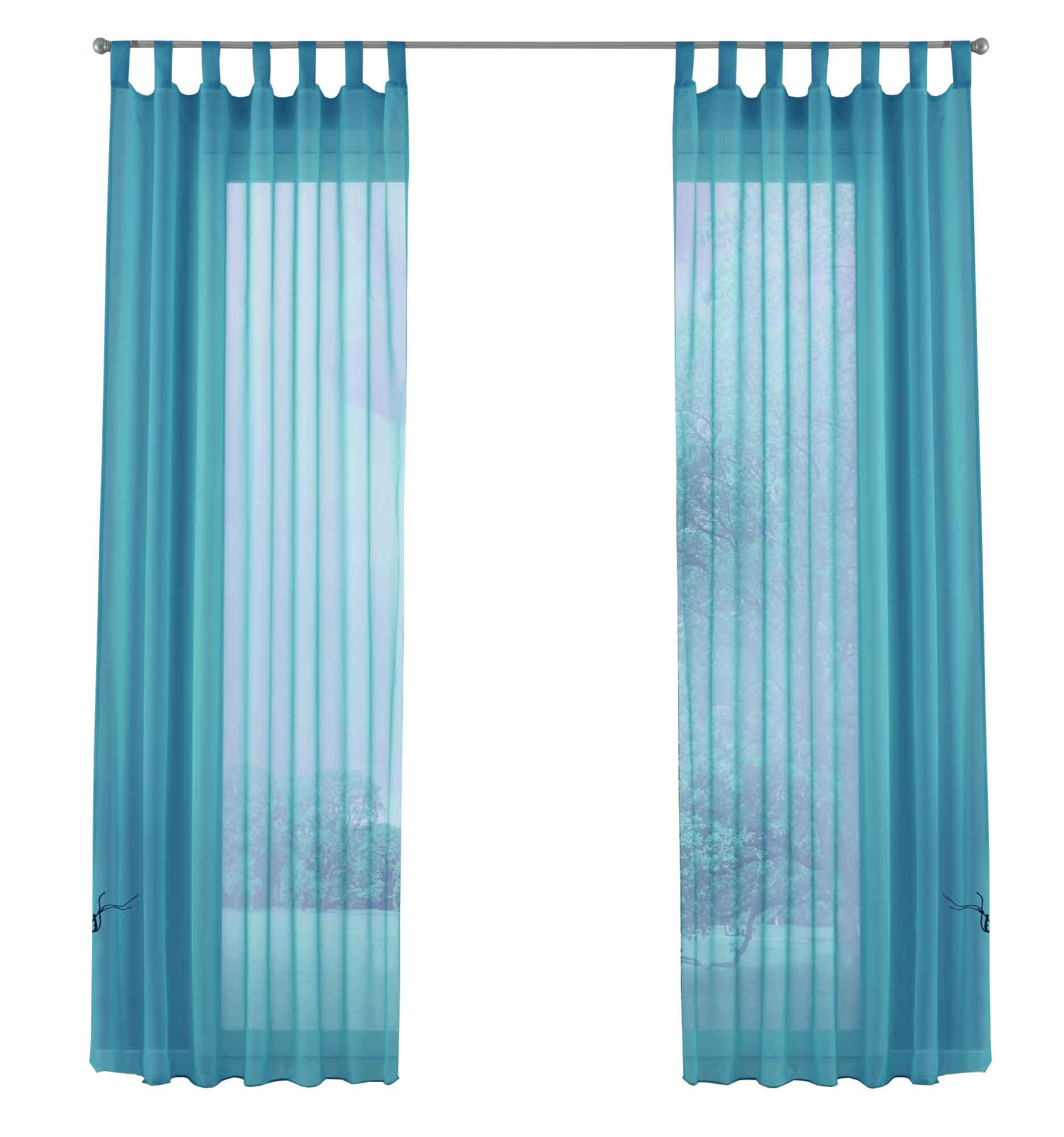 SCHLAUFENGARDINEN Voile 2er-Set 245x140 cm Blau - Blau, Textil (140/245cm) - Gardinenbox.eu