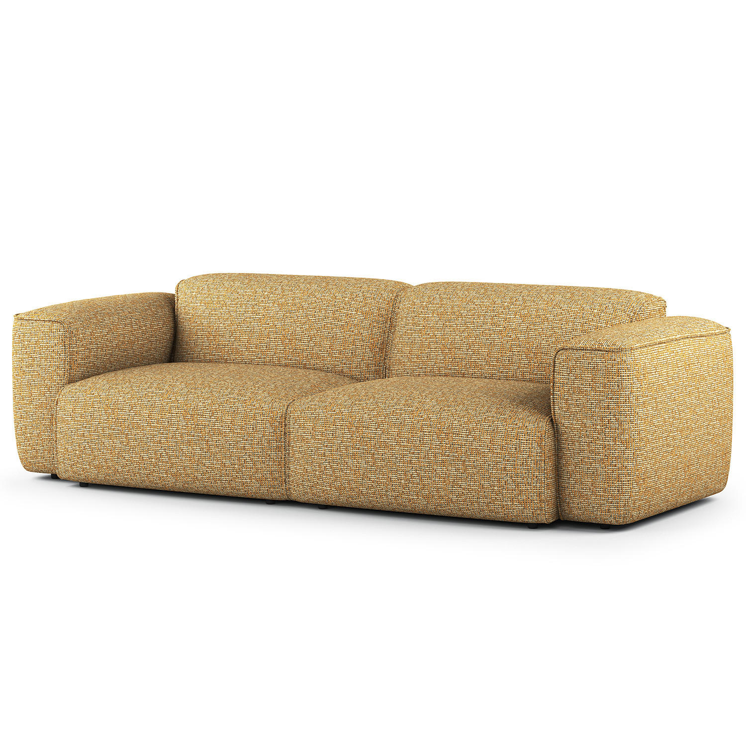 3-SITZER SOFA - Schwarz/Honig, Kunststoff/Textil (251/71/102cm) - home24