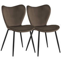ESSZIMMERSTUHL 2 Samt Braun - Schwarz/Braun, Textil/Metall (50/80/58cm) - CLP