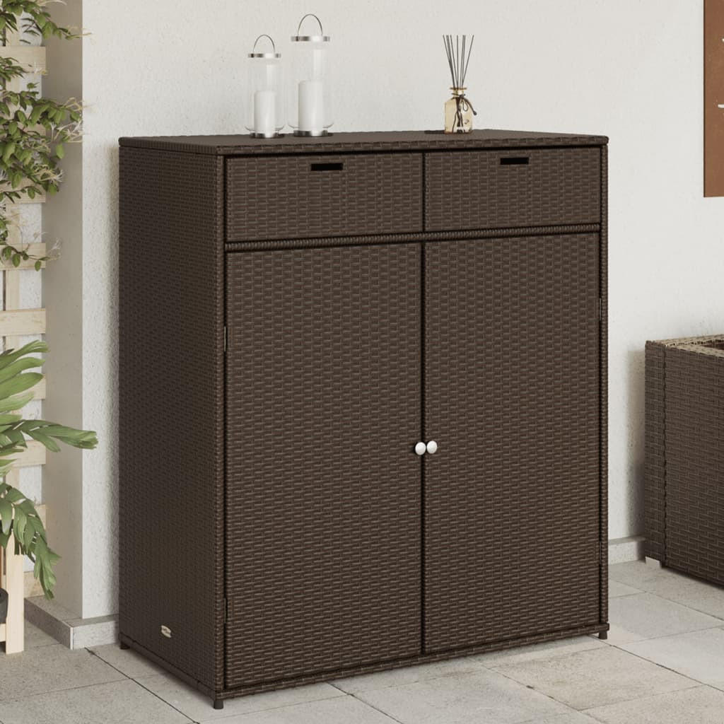 GARTENSCHRANK Braun 105x55x113 cm Poly Rattan - Braun, Kunststoff (105/113/55cm) - furnicato