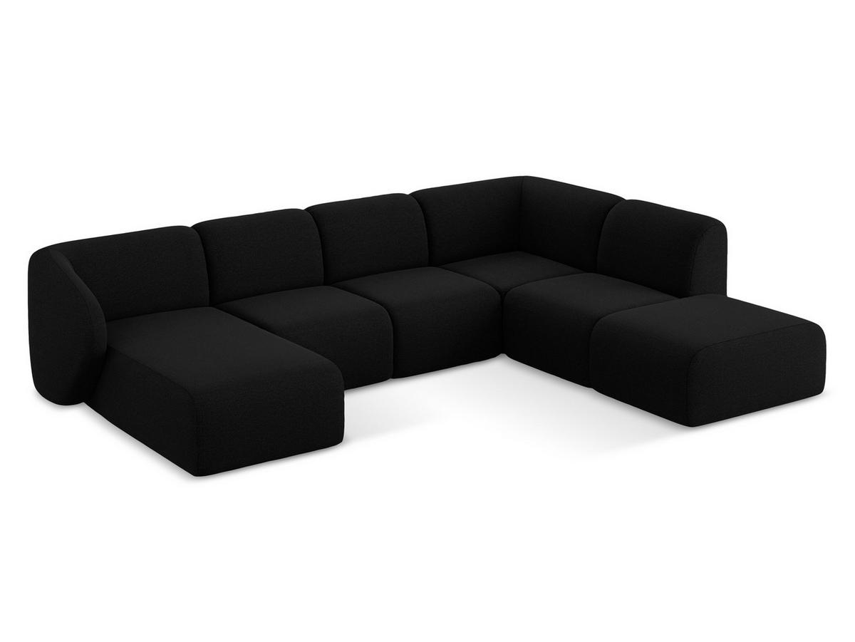 WOHNLANDSCHAFT Bouclé Stoff Schwarz - Schwarz, Holzwerkstoff/Kunststoff (325/75/236cm) - Makamii