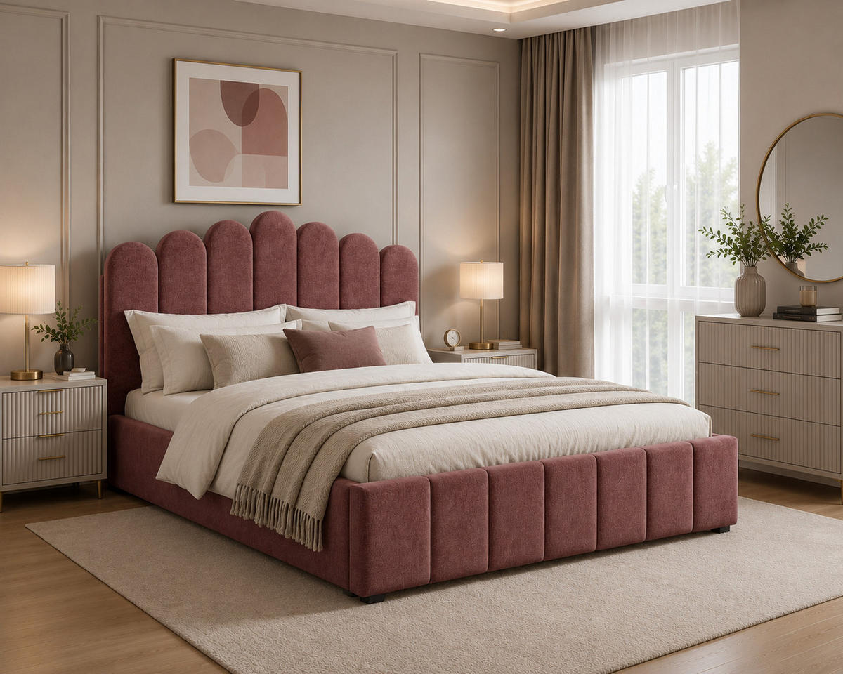 POLSTERBETT 03 140 x 200 cm – Tresor – Bett mit Gasdruckfedern und Stauraum - Rot, Holz (140/200cm) - ROYAL24_MARKT
