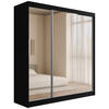 KLEIDERSCHRANK mit Spiegel V2-URBANO 215x200 cm Schwarz - Schwarz, Holzwerkstoff (200/215/61cm) - ALTDECOR