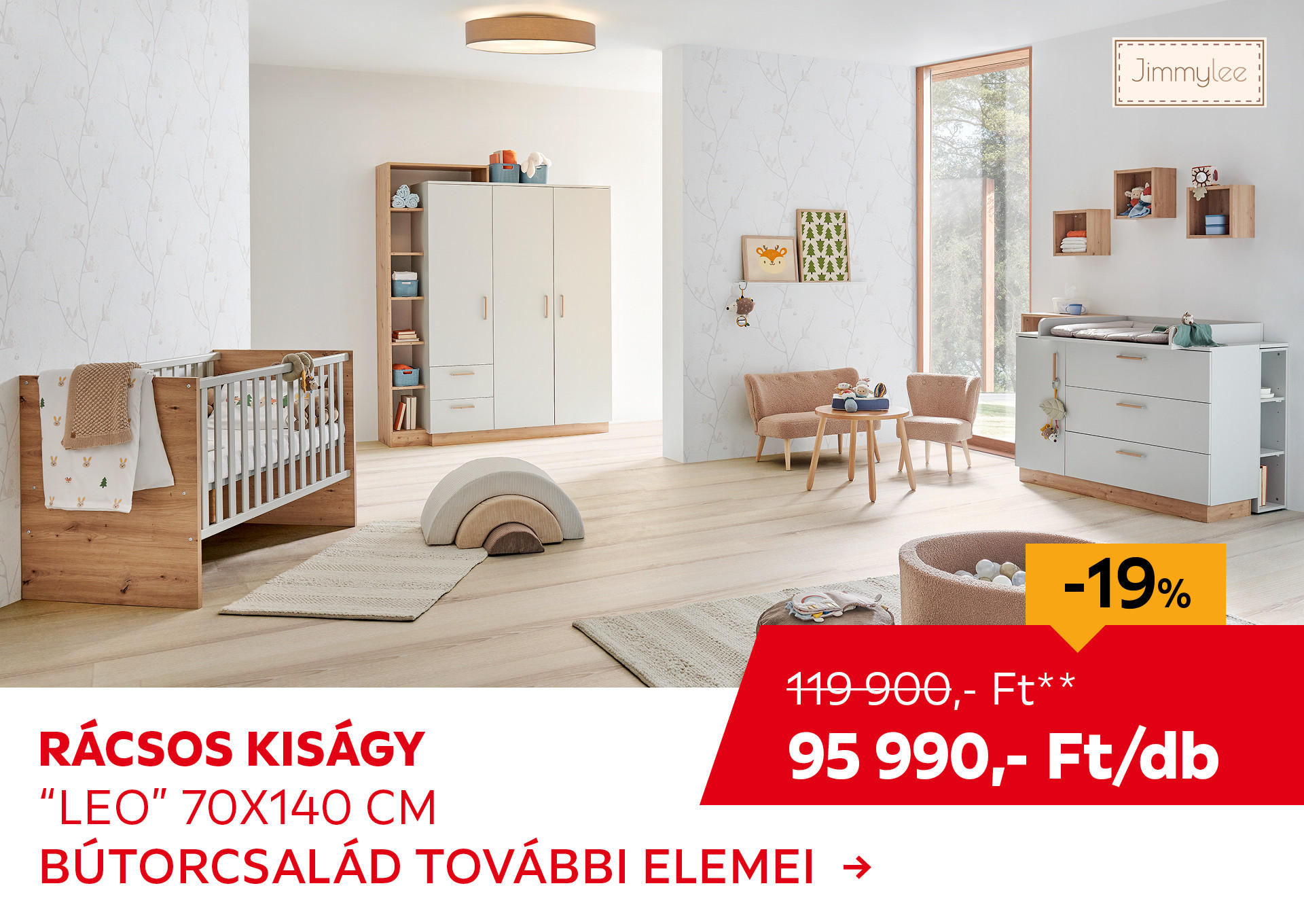 RÁCSOS KISÁGY "LEO" 70X140 CM Kiemelt termék 119900 Ft.- helyett 95990 Ft.-