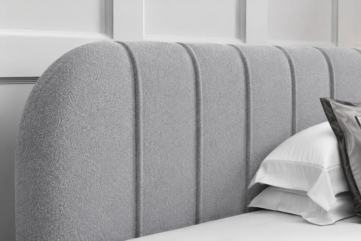 POLSTERBETT 140x200 Lunea, Samt, Metallrahmen, Bettkasten, Hellgrau - Hellgrau, Holz/Textil (140/200cm) - Emporius