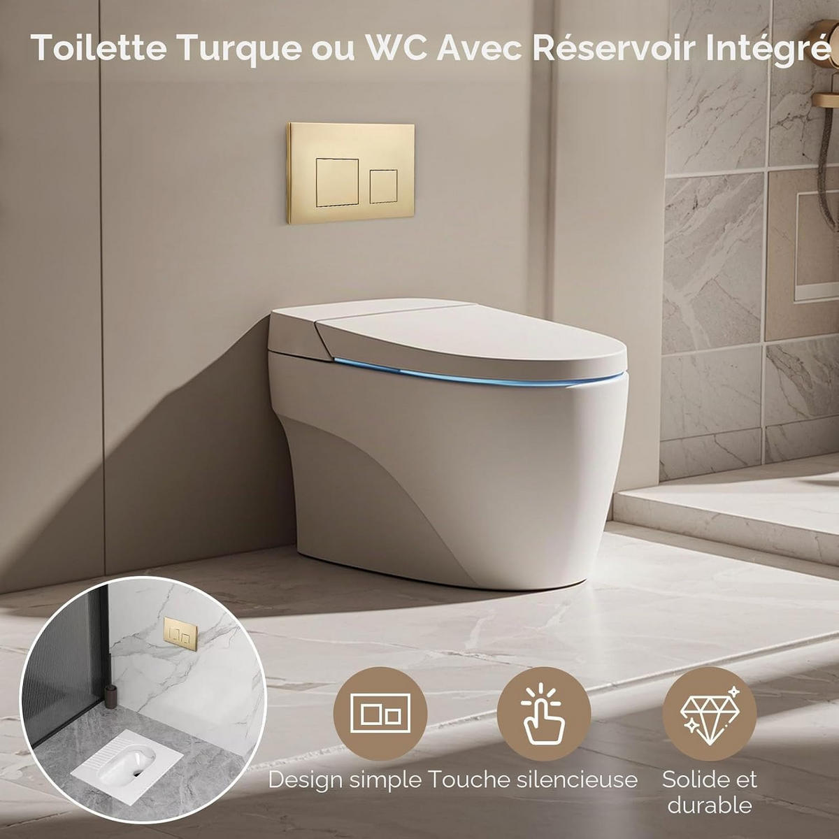 WC-SPÜLTASTE – Kompatibel mit Geberit Sigma 01, 20, 30 sowie UP300/320-Spülkästen – Gold glänzend - Platinfarben, Metall (30.8/5.5/15.5cm)