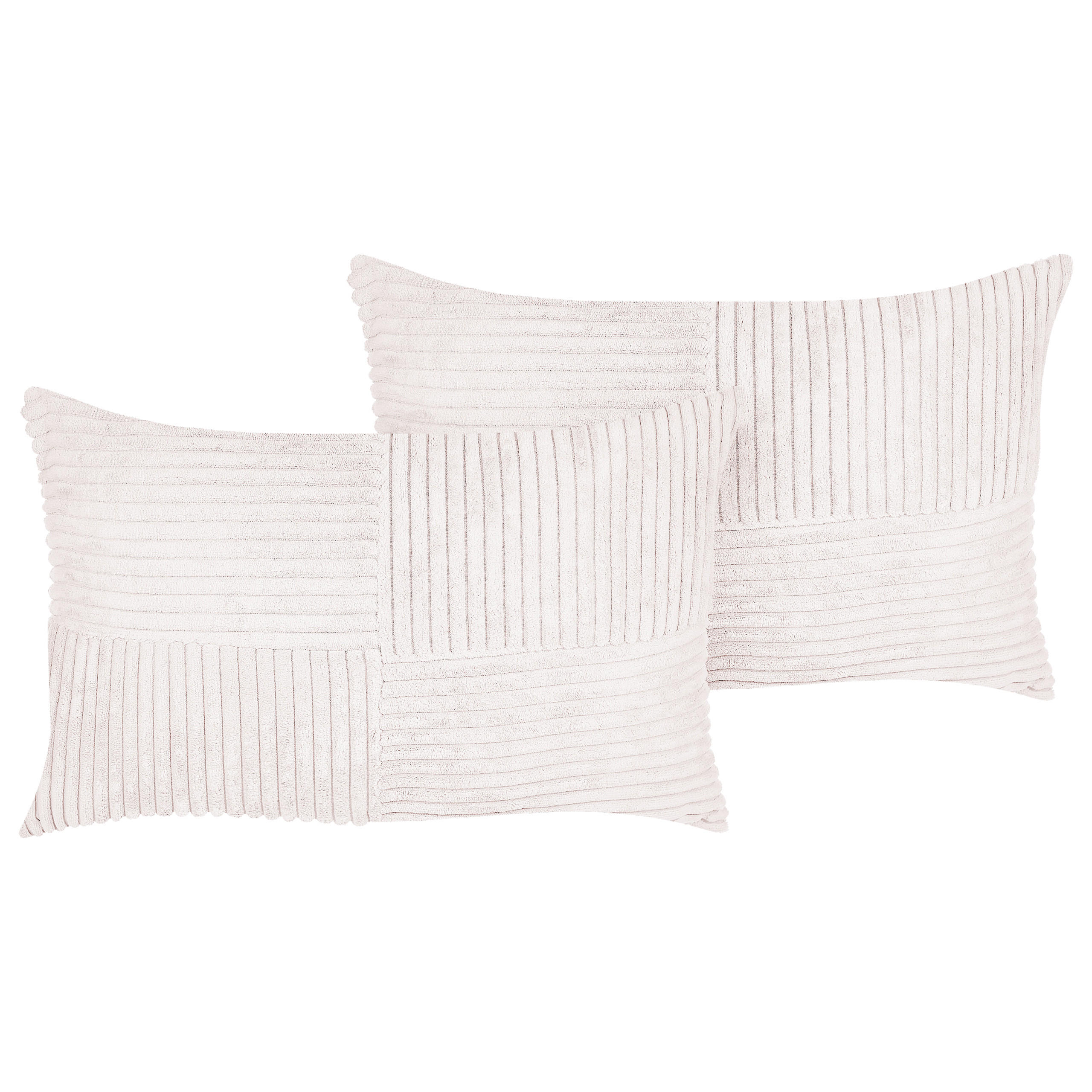 DEKOKISSEN CORD 2er-Set Cremeweiß 50/30 cm Millet - Ecru, Textil (50/30cm) - Beliani