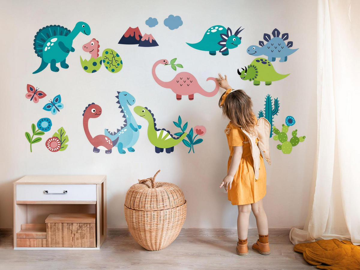 AUFKLEBER 80x144 cm Dinosaurier Pflanzen - Türkis, Kunststoff (80/144/0.1cm) - TULUP
