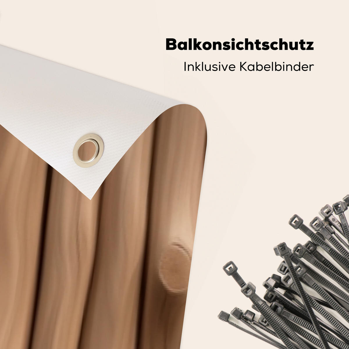 BALKON-SICHTSCHUTZ Holz - Stiel - Hellbraun - Ahornfarben, Kunststoff (500/80cm) - MuchoWow