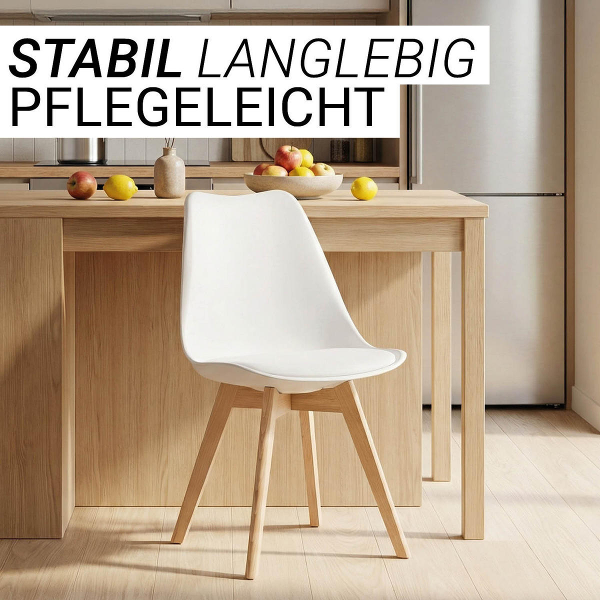 KÜCHENSTUHL Kunststoff Weiß - Weiß, Holz (46/80/45cm) - Homestyle4u