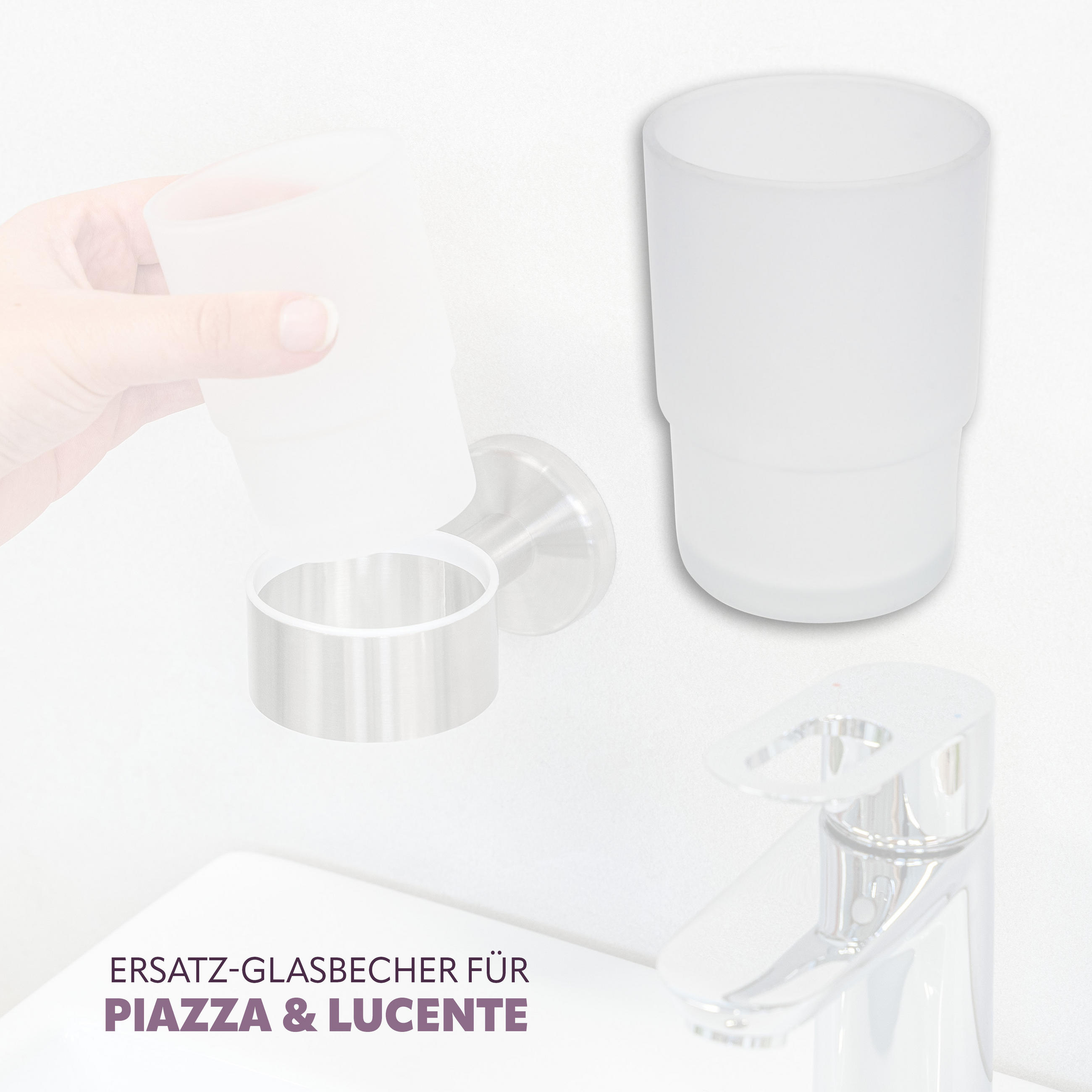 ERSATZGLASBECHER PIAZZA & LUCENTE, satiniertes Glas - Weiß, Glas (6.5/9.5/6.5cm) - bremermann