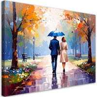 LEINWANDBILD Paar spaziert im Park 100x70cm - Multicolor, Textil (100/70cm) - Feeby