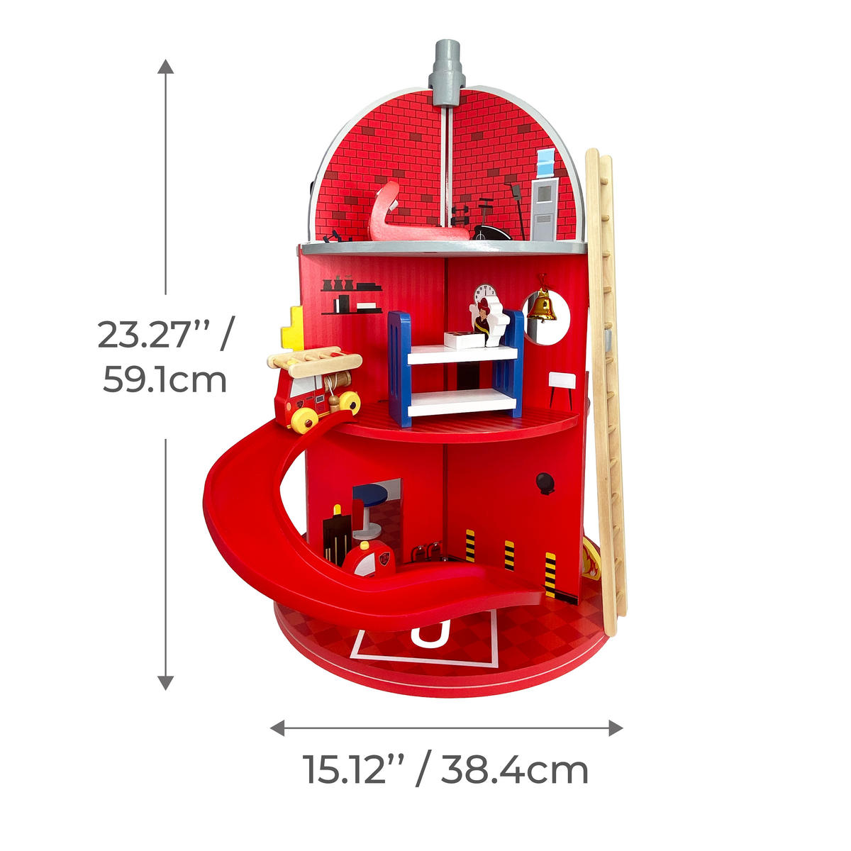 FEUERWACHE Spielset, Rot, 59cm - Rot, Holz (38/59/38cm) - Teamson Kids
