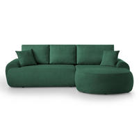 ECKSOFA Teddy L dunkelgrün, Bouclé-Stoff, rechts - Schwarz/Grün, Textil (270/170cm) - Beautysofa