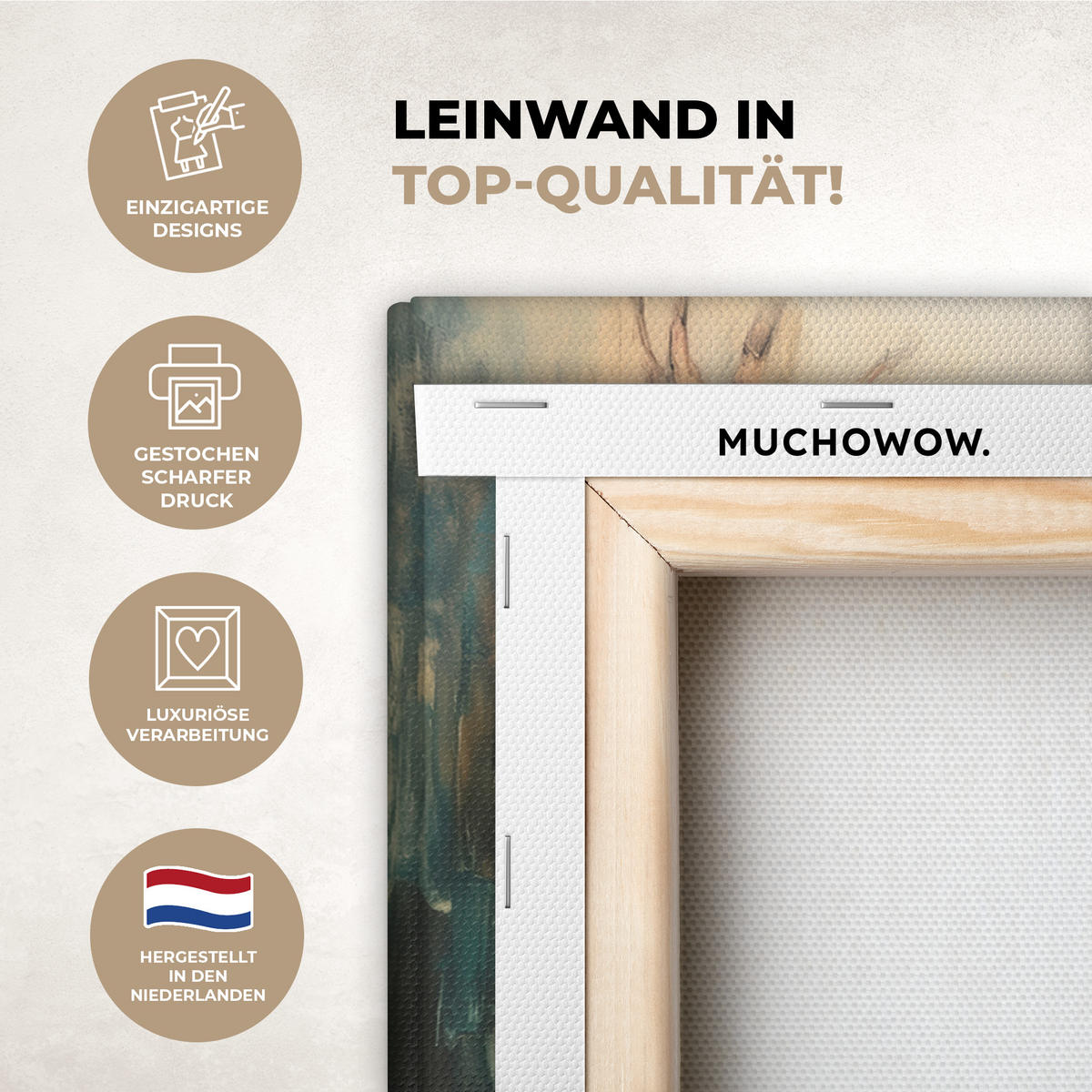 LEINWANDBILD Hirsch - Gemalt - Geweih - Braun 20x20 cm - Haselnussfarben, Textil (20/20cm) - MuchoWow