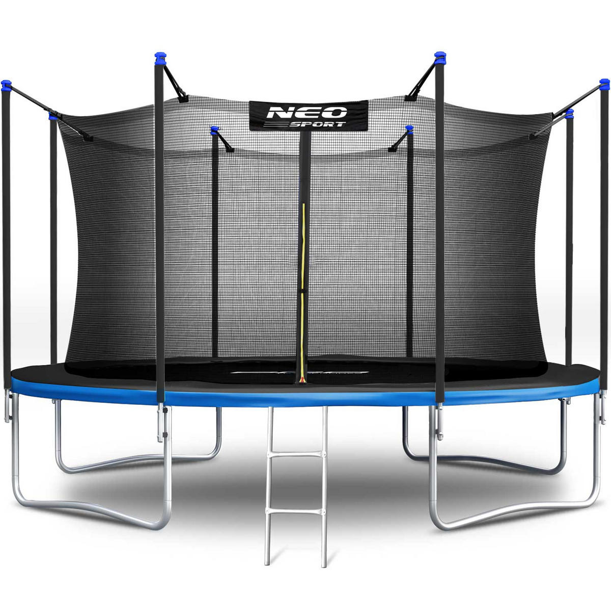 GARTENTRAMPOLIN 12 ft/374 cm mit Innennetz und Leiter - Blau, Metall (374/374cm)