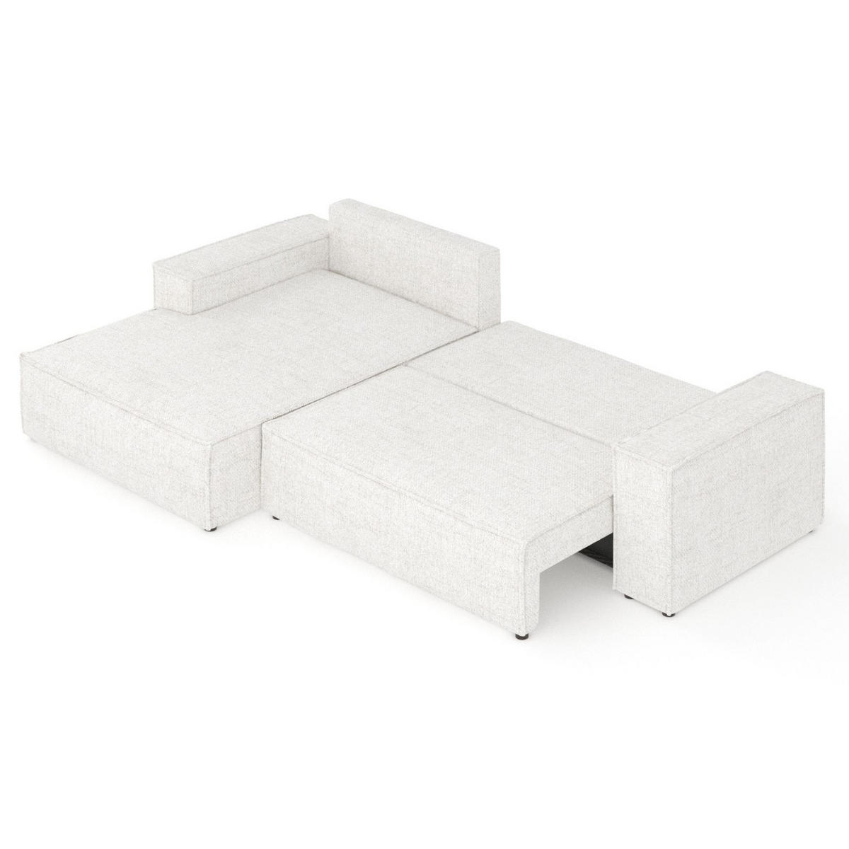 ECKSOFA TAURI mit Schlaffunktion Creme im Neve Stoff - Creme/Schwarz, Holz/Holzwerkstoff (294/185cm) - AltaBeds