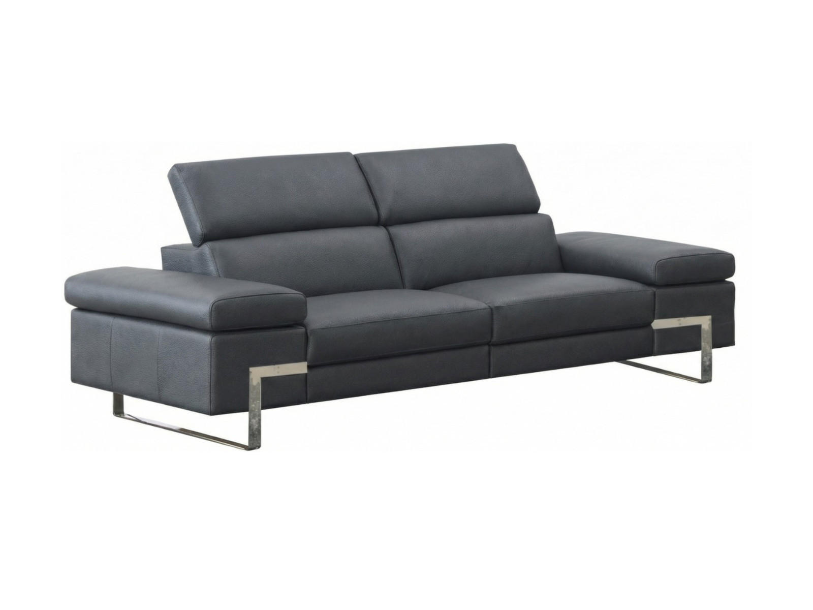 3-SITZER Sofa Opera Echtleder Anthrazit - Anthrazit, Leder/Metall (223/75/109cm)