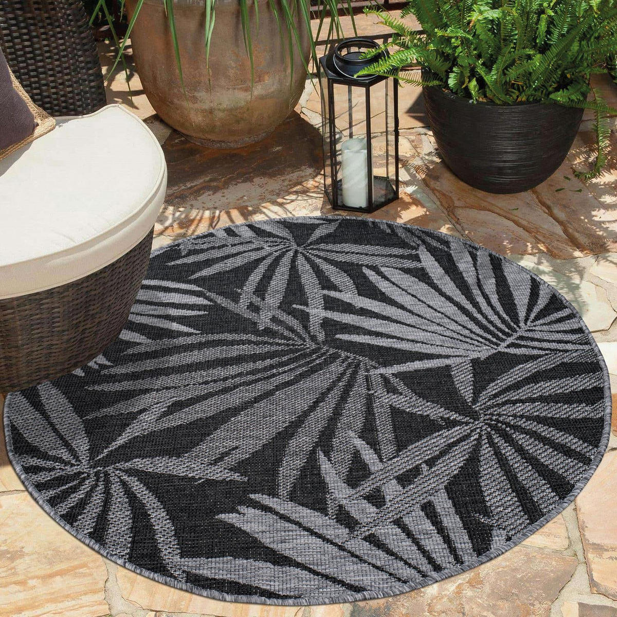 OUTDOOR-TEPPICH DuoRug 5771 Anthrazit 120x120 cm - Anthrazit, Textil (120/120cm) - carpet city
