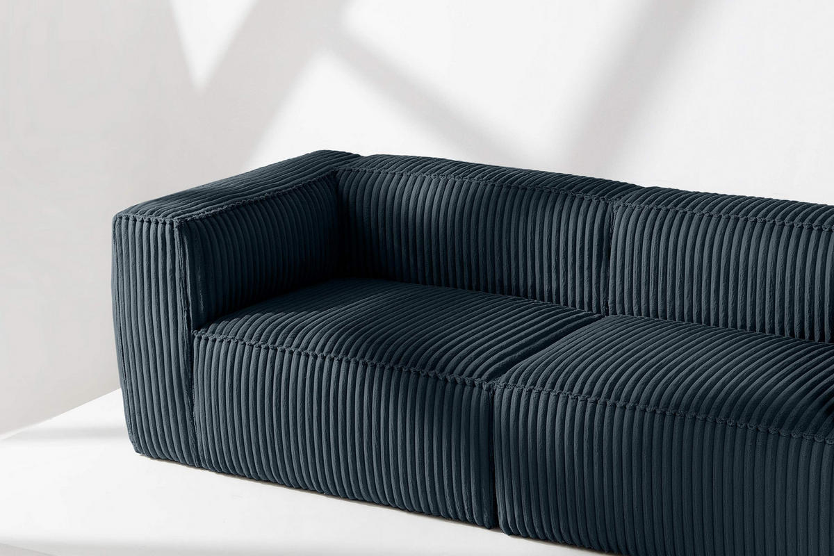 3-SITZER-SOFA FEROX Modern, Cord-Stoff, marineblau - Blau/Grün, Textil (246/73/96cm) - KONSIMO®