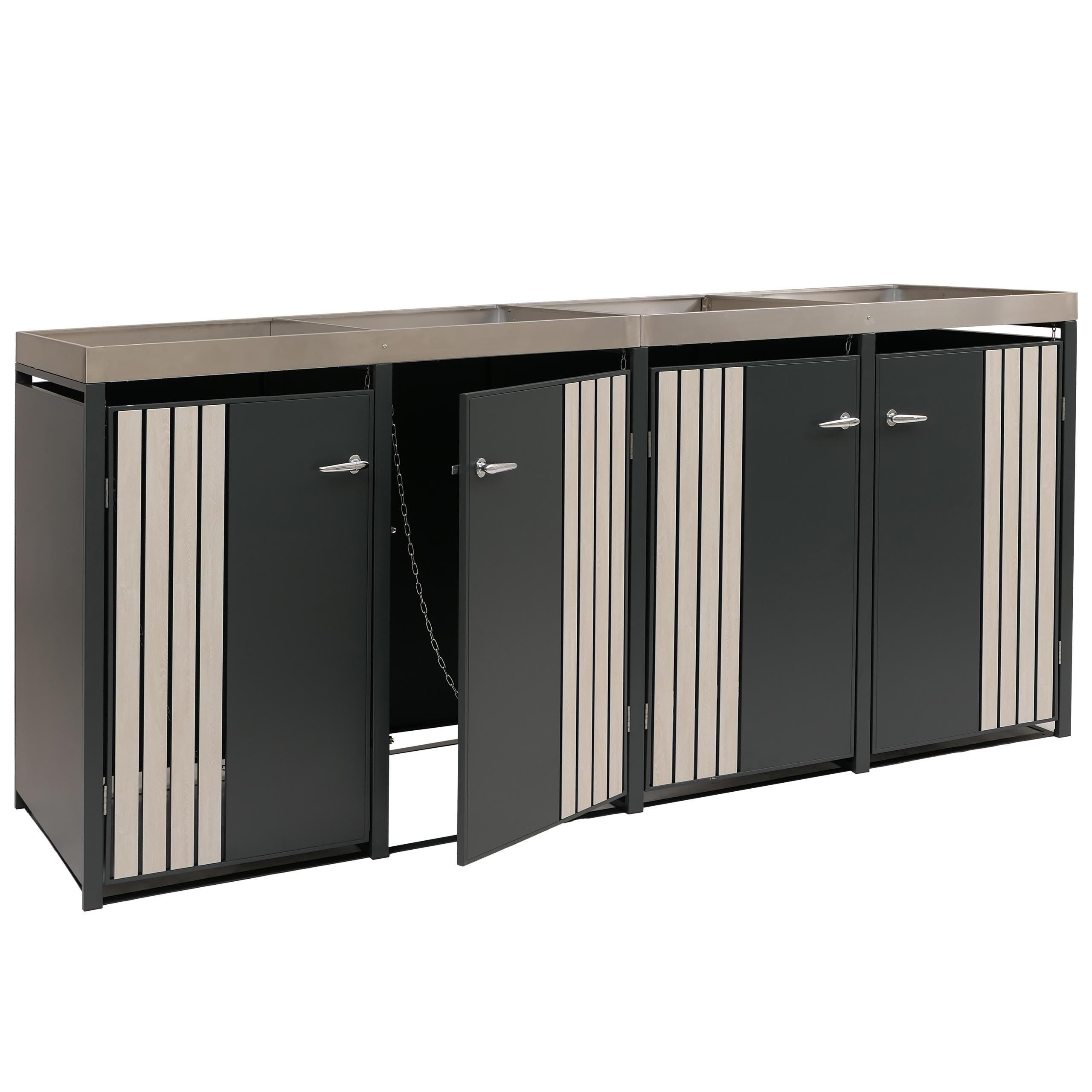 MÜLLTONNENVERKLEIDUNG Anthrazit, Beige - Anthrazit/Beige, Metall (260/125/84cm) - MCW