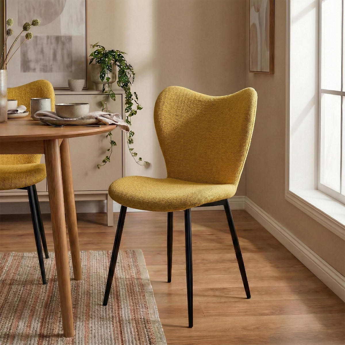 ESSZIMMERSTUHL Maika Stoff gelb - Gelb, Textil (50/80/58cm) - furnicato