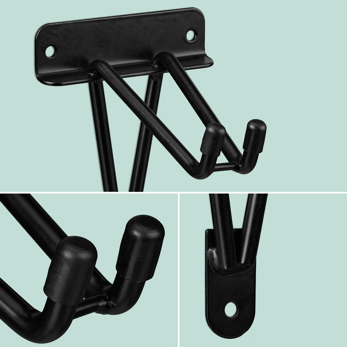 2XWANDHAKEN - Schwarz, Metall (12/17.5/15.5cm) - Relaxdays