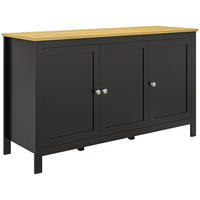 SIDEBOARD Schwarz und Holzoptik, 3 Türen, 120/40/70 cm - Schwarz, Holz (120/70/40cm) - PANGIVO