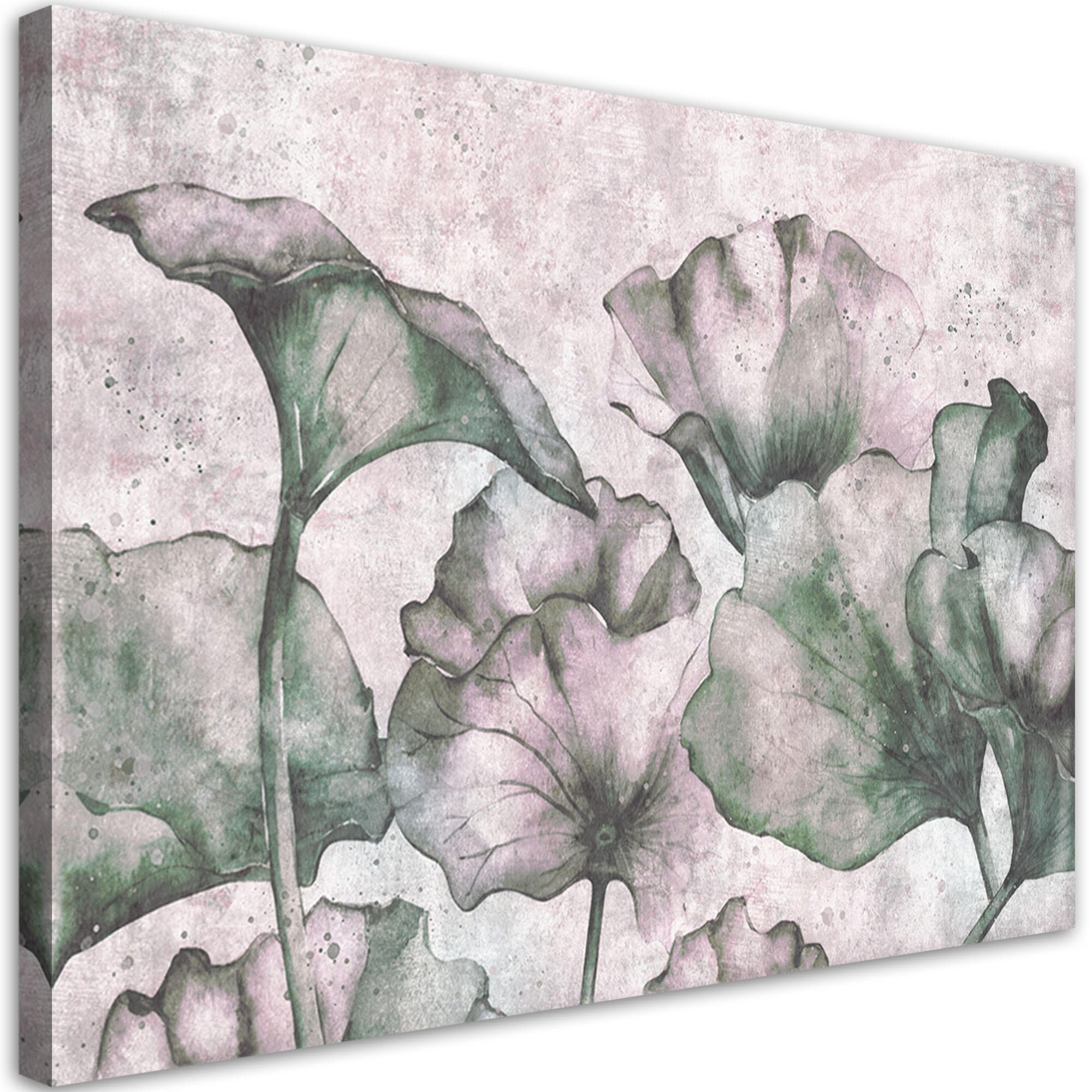 WANDBILD blätter auf konkretem hintergrund - Grau, Textil (60/40cm) - Feeby