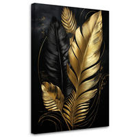 LEINWANDBILD Monstera-Blatt Schwarz-Gold 80x120cm - Goldfarben, Textil (80/120cm) - Feeby