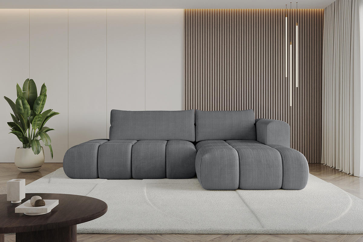 ECKSOFA Ottomane Rechts CLOUD-L 289x180x40 Dunkelgrau Cord - Dunkelgrau, Holzwerkstoff/Kunststoff (289/180cm) - ALTDECOR
