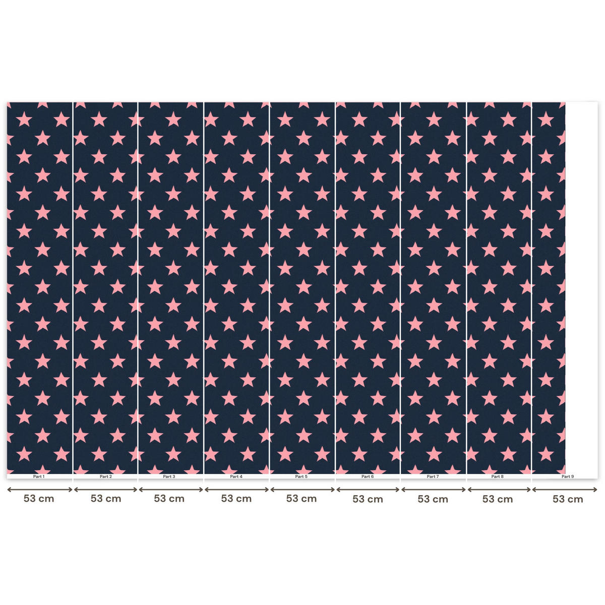 KINDERTAPETE - Muster - Sterne - Rosa - 450x300 cm - Anthrazit, Papier (450/300cm) - OnlyWow