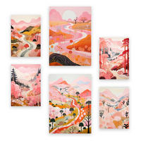 POSTER Set Mit 6 Rosa Karikatur Tal A3 & A4 Rahmenlos - Klar, Papier (29/3cm) - Nacnic