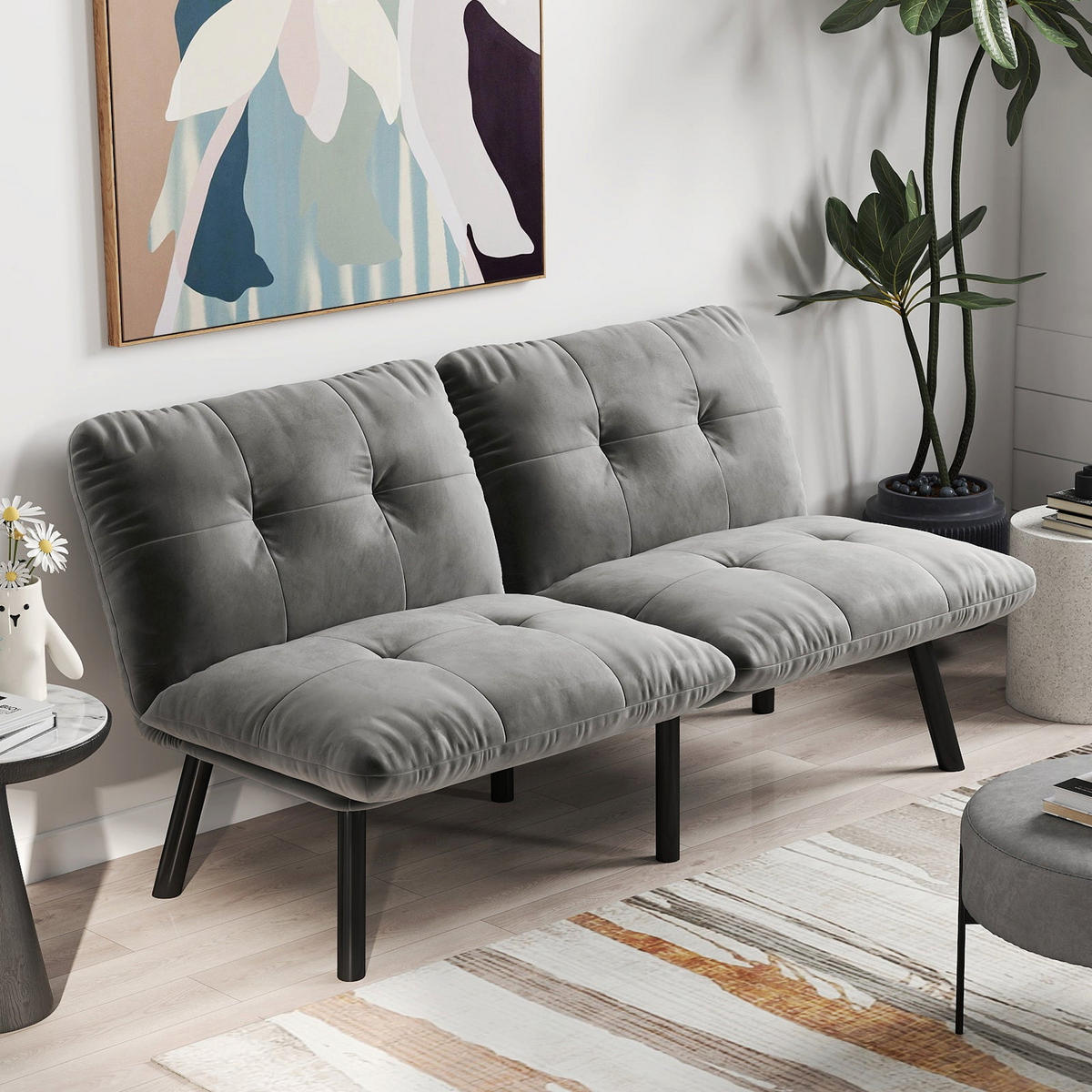 SCHLAFSOFA/SCHLAFSOFA aus Samtstoff, Grau - Grau, Textil (81/78/160cm) - Urban Meuble