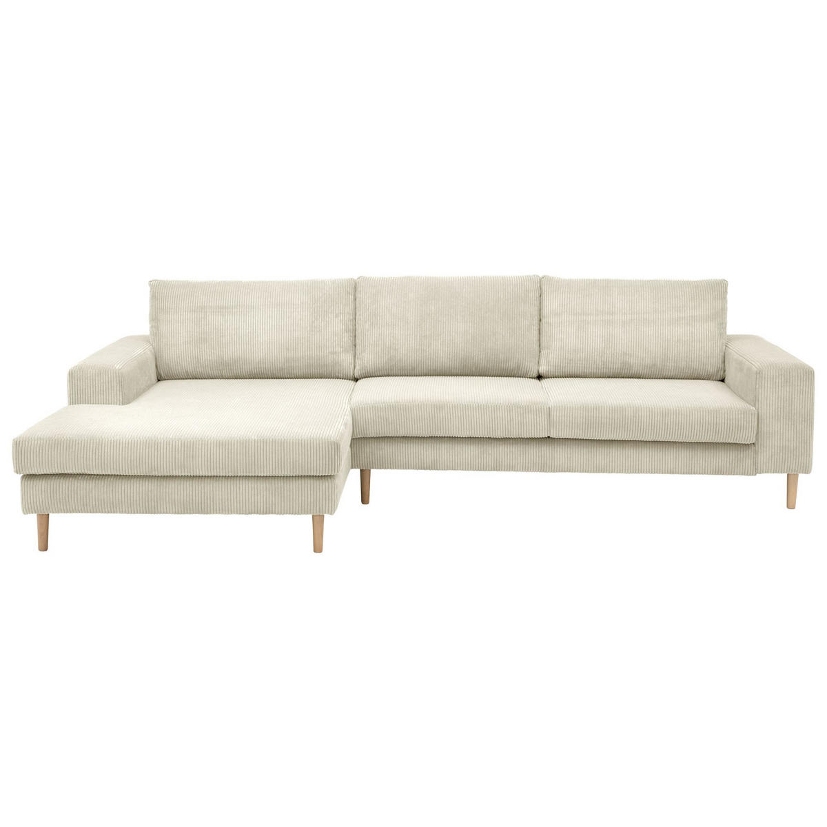 SOFA mit Longchair links Kaylynn Cordstoff creme - Creme, Kunststoff (175/294cm) - 58aufmkessel