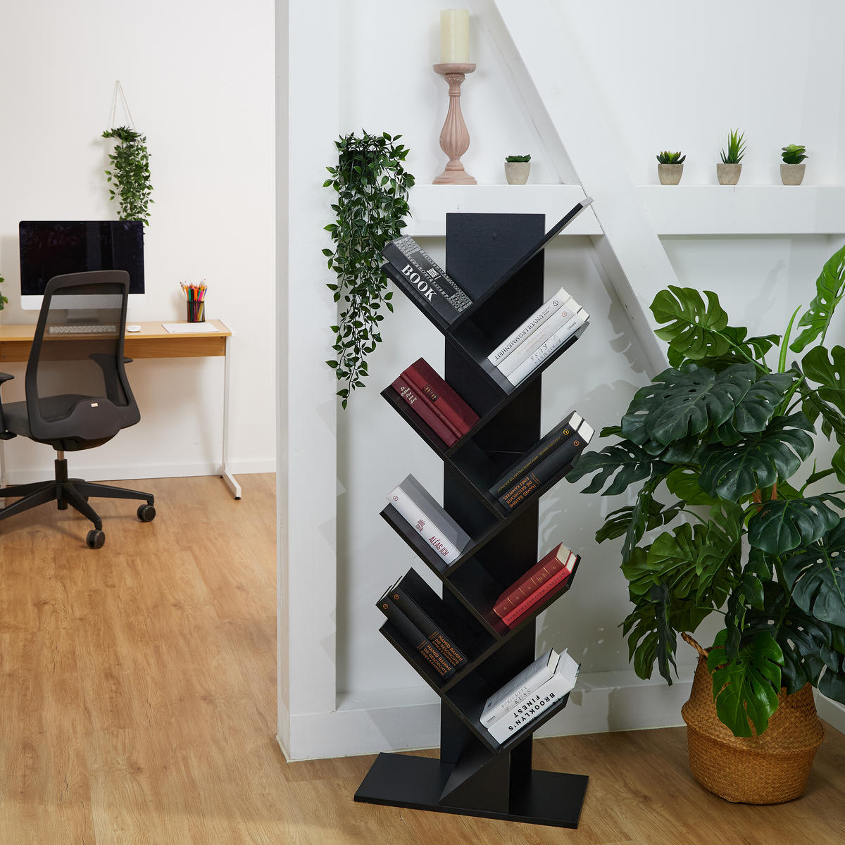 BÜCHERREGAL - Schwarz, Holzwerkstoff (51/138/25cm) - Relaxdays