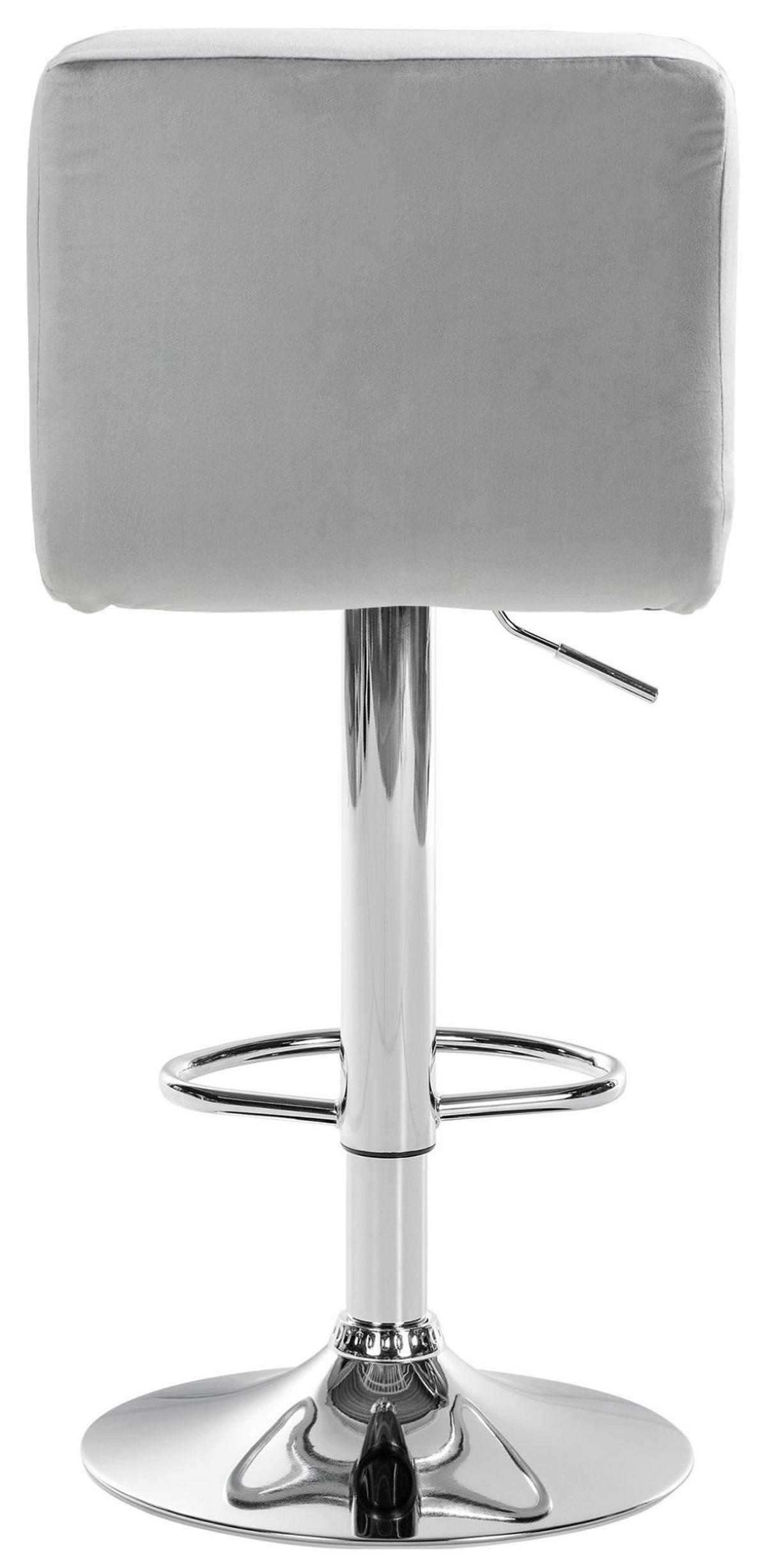 BARHOCKER 2er Set Samt grau - Chromfarben/Grau, Textil/Metall (46/94/47cm) - CLP