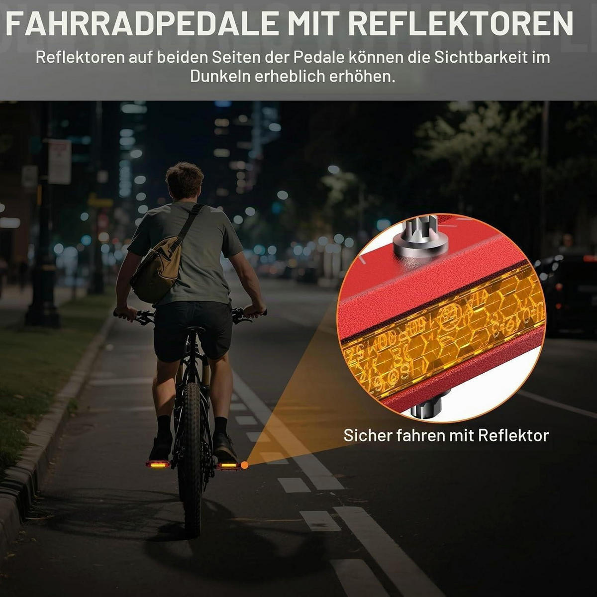 FAHRRADPEDALE Aluminium Rot mit Reflektoren - Rot, Metall (10/1.5/12cm)