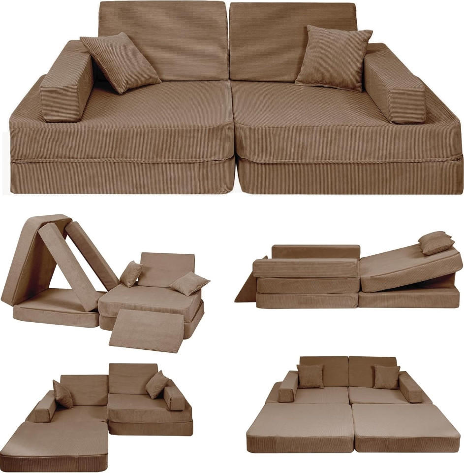 KINDERSOFA Cordsamt Braun - Braun, Textil (160/24/80cm) - AngeLove
