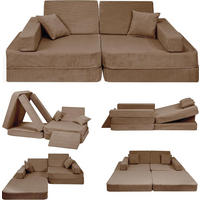 KINDERSOFA Cordsamt Braun - Braun, Textil (160/24/80cm) - AngeLove