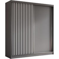 SKŘÍŇ s posuvnými dveřmi Helios 200/216/61 šedá + bílá se zásuvkami - šedá/bílá, kompozitní dřevo (200/216/61cm) - Beautysofa