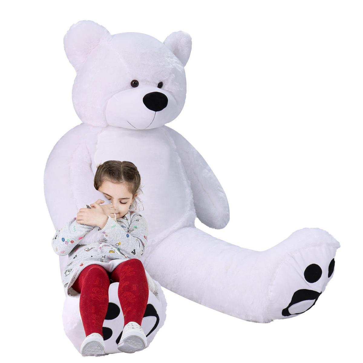 PLÜSCHTIER Riesen Teddy XXL Weiß 183cm - Weiß, Textil (60/50cm) - Vercart