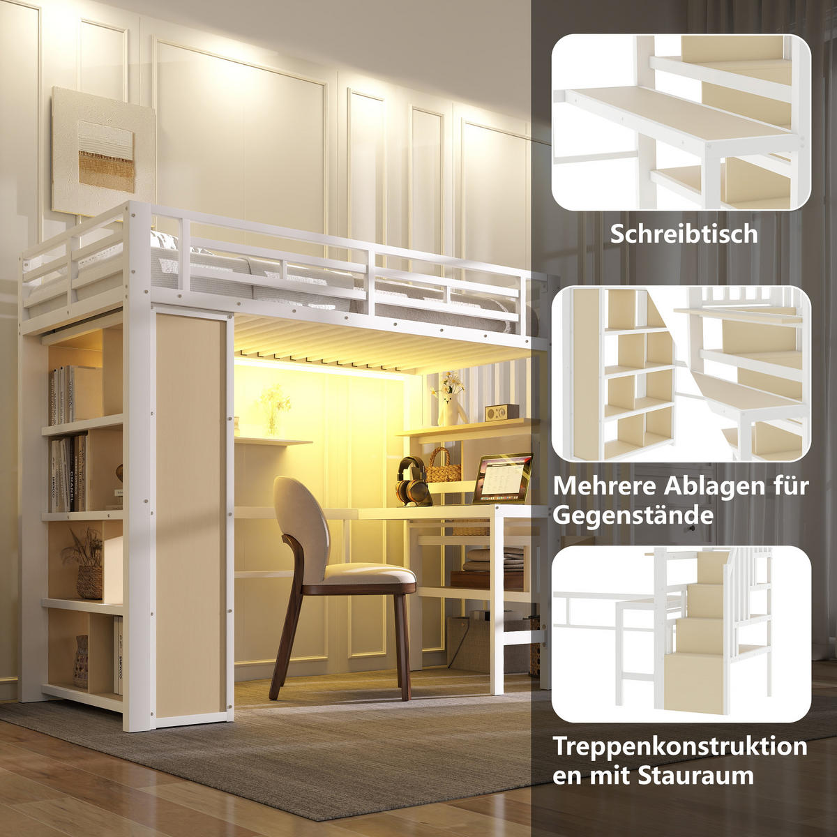 HOCHBETT Eisen 90/200 cm Weiß - Weiß, Metall - Raumix