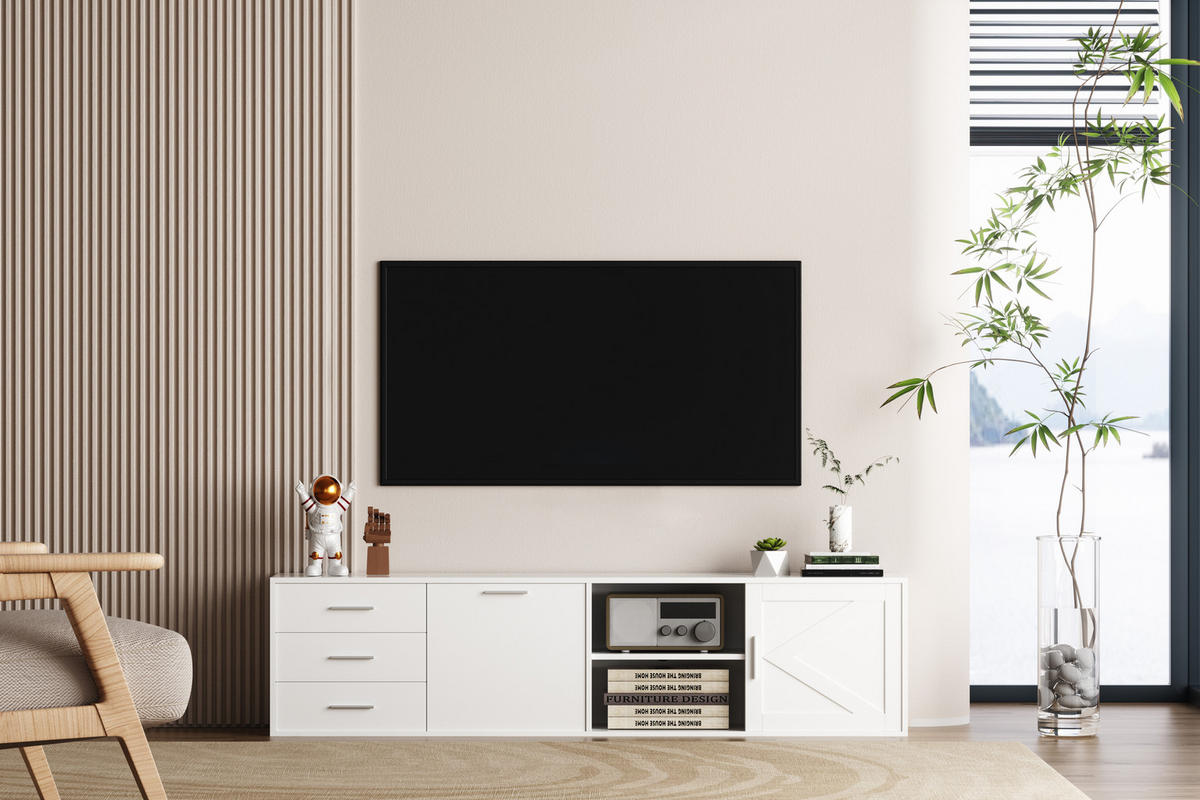 TV-SCHRANK in 180/45/35 cm - Weiß, Holzwerkstoff (180/45/35cm) - HOMAVO