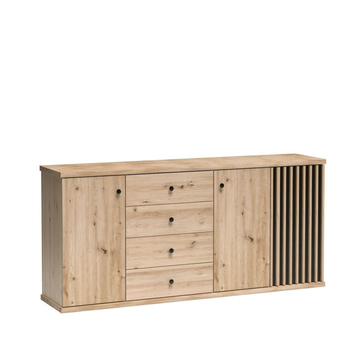 KOMMODE ALMERIA 182,7/85,4/40,6cm mit 4 Schubladen 2 Türen Eiche Artisan - Eiche Artisan, Holzwerkstoff (182.7/85.4/40.6cm) - MASSENO