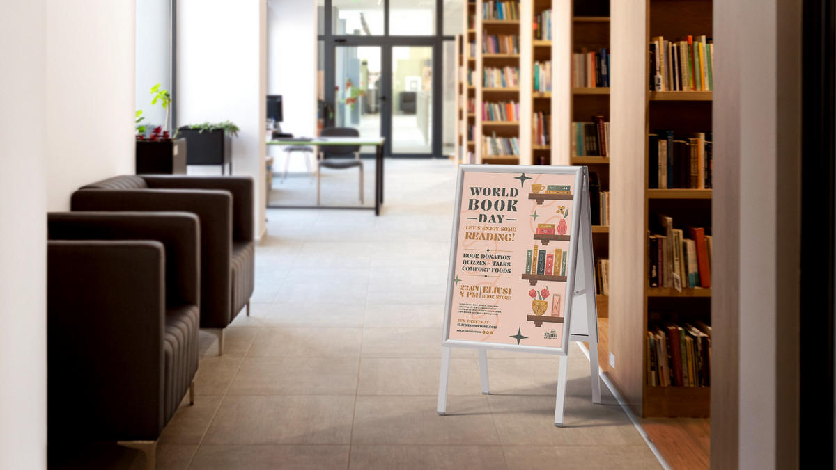 DOPPELSEITIGE Werbetafel, Kundenstopper, Größe: A2, in einem silbernen Aluminiumrahmen - Weiß, Metall (46/56/87cm) - ALLboards