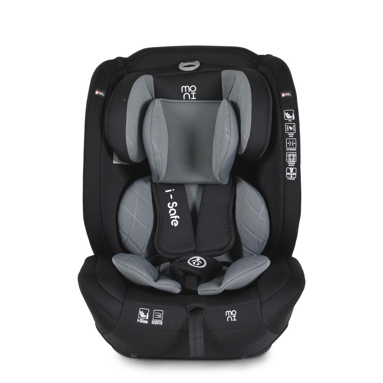 KINDERSITZ i-Size i-Safe grau (76-150cm) Isofix, Top Tether, 13-fach verstellbar - Grau, Kunststoff (45/60/46cm) - Moni