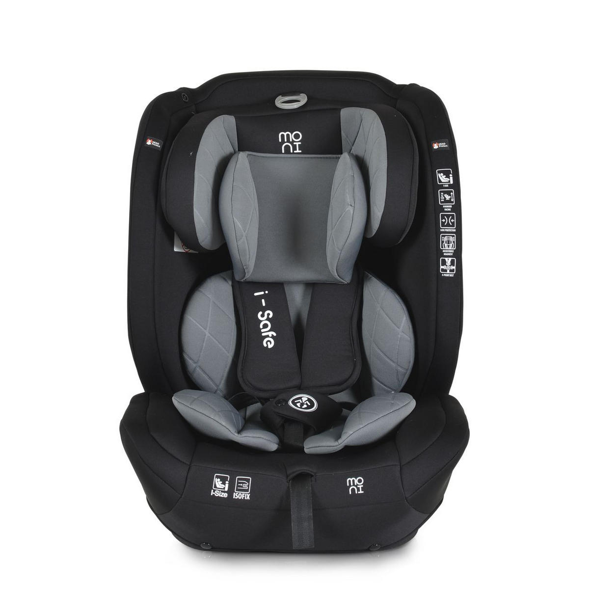 KINDERSITZ i-Size i-Safe grau (76-150cm) Isofix, Top Tether, 13-fach verstellbar - Grau, Kunststoff (45/60/46cm) - Moni